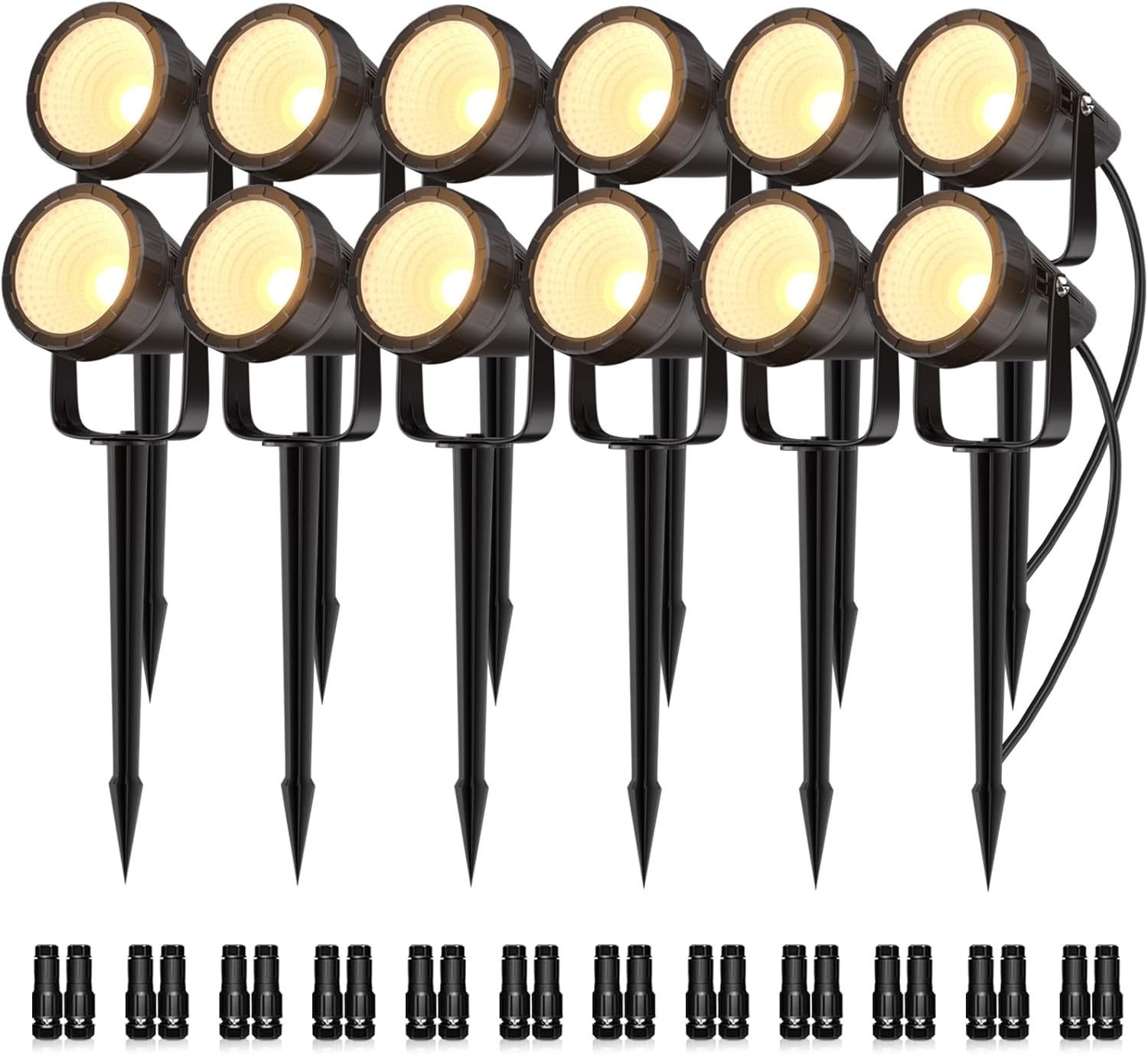 Outdoor Lighting Kit With Transformer - Zestaw 12 wodoodpornych reflektorów zewnętrznych, 7W/10W,