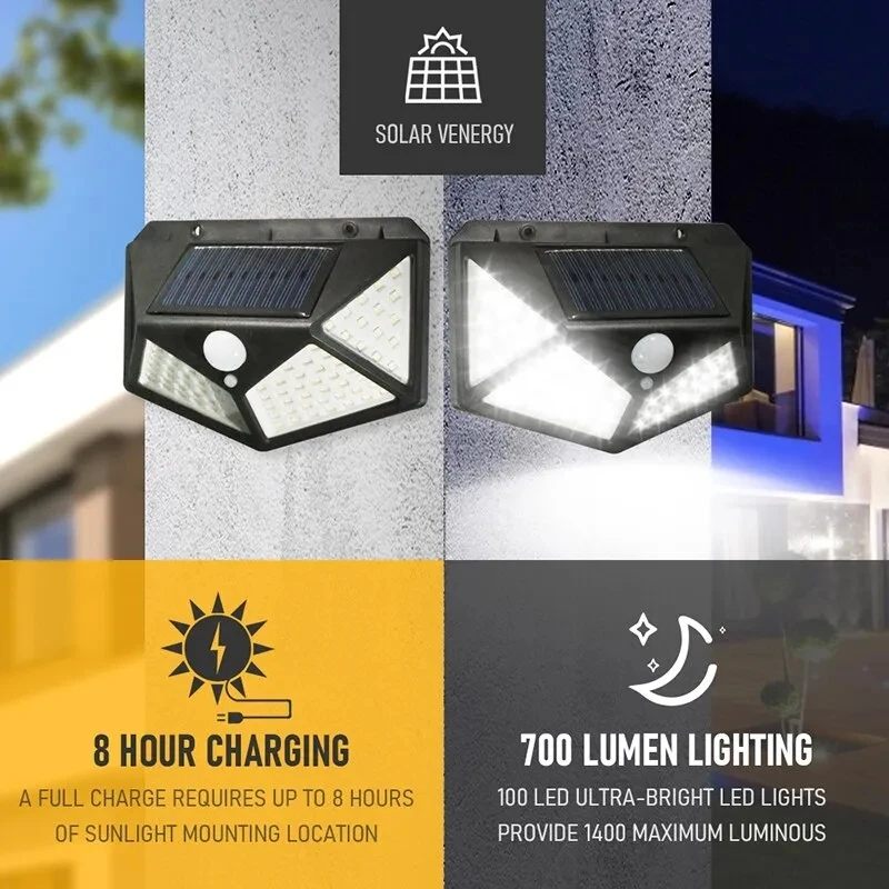 Outdoor Lighting With Motion Sensor - 100Led Wielofunkcyjna lampa słoneczna Dekoracja ogrodu
