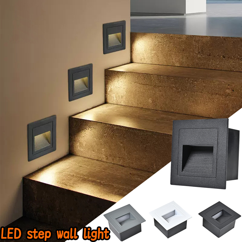 Outdoor Lighting Recessed - Lampa schodowa LED, kinkiet 3W IP65,
